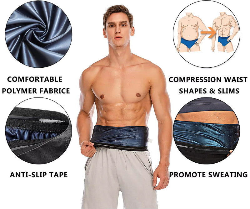 Men Waist Trainer Sauna Vest Sweat Body Shaper Slimming Polymer Weight Loss Zipper Tank Top Premium Workout Waist Cincher Belt