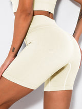Yoga Shorts Ribbed Seamless Workout High Waist Athletic Leggings Suitable for Yoga Fitness, Workout Shorts Yoga Seamless Ribbed High Waisted Spandex Booty Biker Shorts