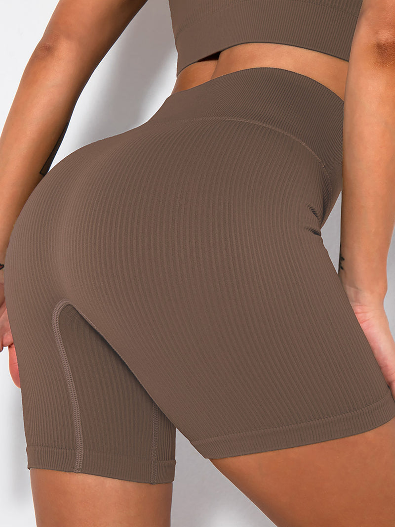 Yoga Shorts Ribbed Seamless Workout High Waist Athletic Leggings Suitable for Yoga Fitness, Workout Shorts Yoga Seamless Ribbed High Waisted Spandex Booty Biker Shorts