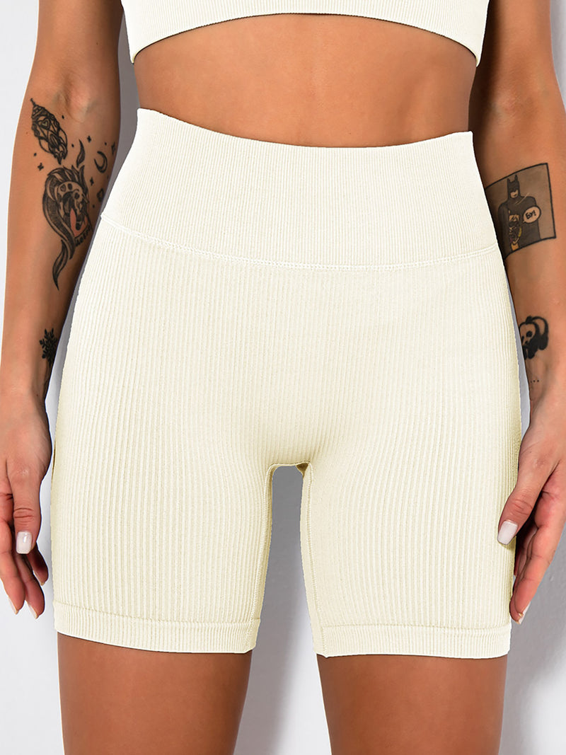 Yoga Shorts Ribbed Seamless Workout High Waist Athletic Leggings Suitable for Yoga Fitness, Workout Shorts Yoga Seamless Ribbed High Waisted Spandex Booty Biker Shorts