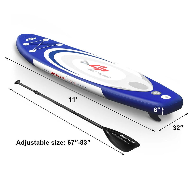Goplus 11' Inflatable Stand up Paddle Board Surfboard SUP W/ Bag Adjustable Paddle Fin