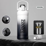 2L Thermal Water Bottle Insulated Mug Vacuum Tea Water Bottle Stainless Steel Coffee Bottle Portable Fitness Water Bottle