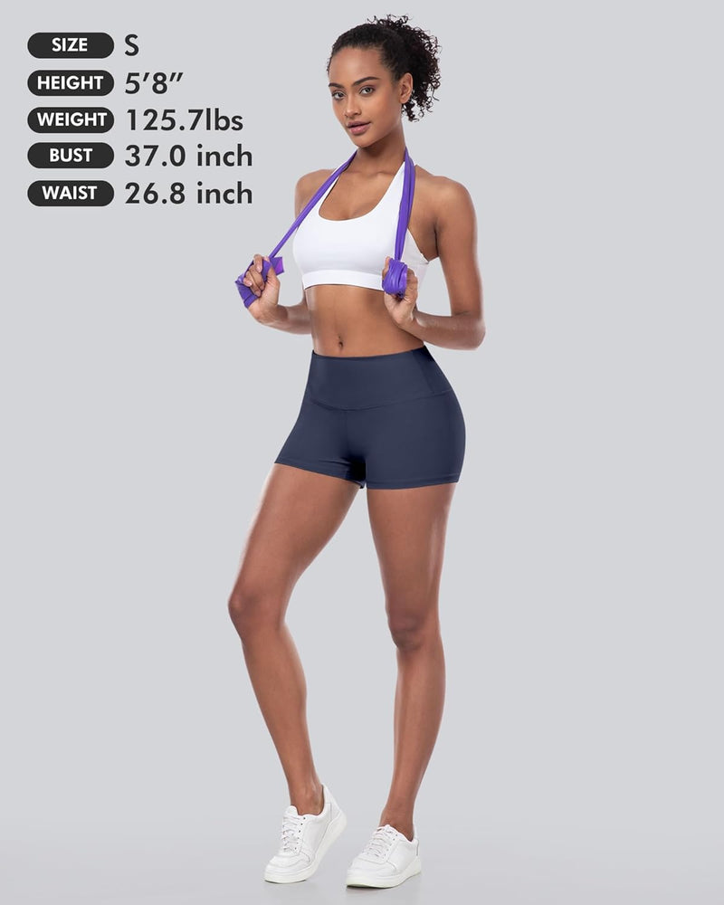 High Waisted Spandex Biker Shorts, Workout Booty Soft Yoga Shorts for Women