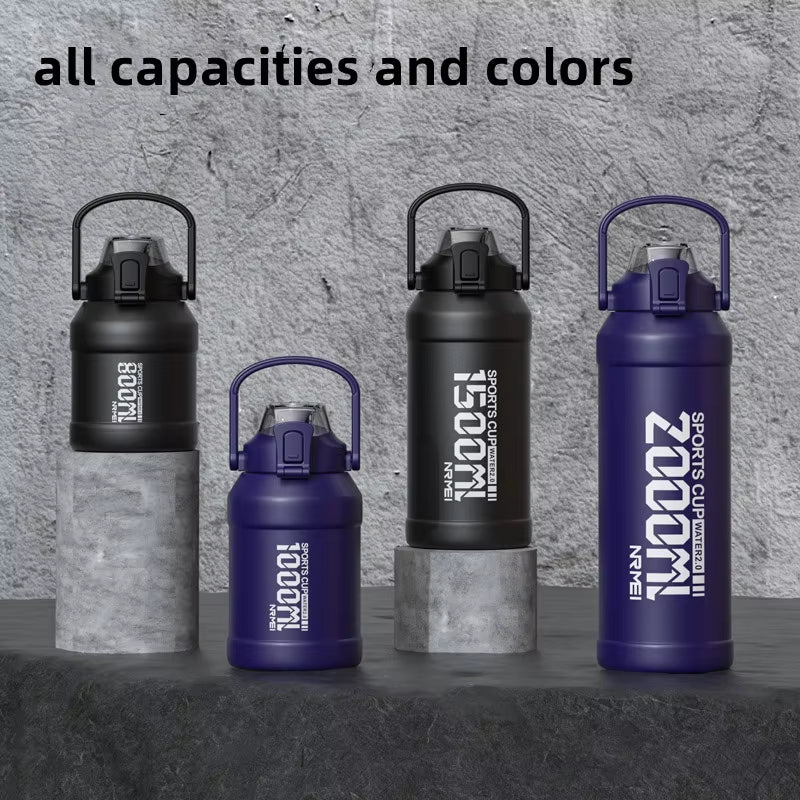 2L Thermal Water Bottle Insulated Mug Vacuum Tea Water Bottle Stainless Steel Coffee Bottle Portable Fitness Water Bottle
