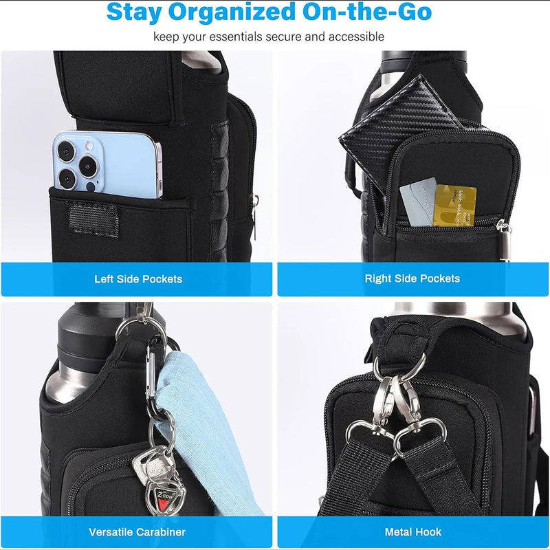 Magnetic Water Bottle Bag Sling Bag Crossbody Water Bottle Pouch Water Bottle Carrier Bag for Men Women Fitness Travel Sports