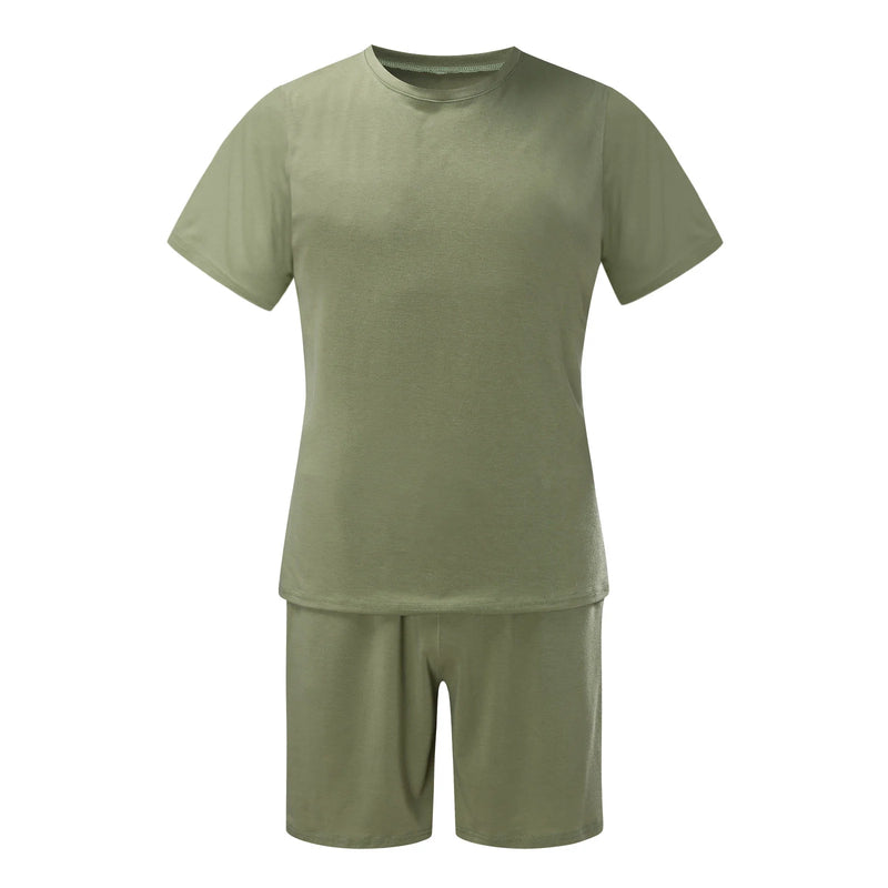Men'S Short Sleeve T-Shirt and Shorts Set Sport Casual Crew Neck Muscle Sportswear 2 Piece Tracksuit Summer Outfits
