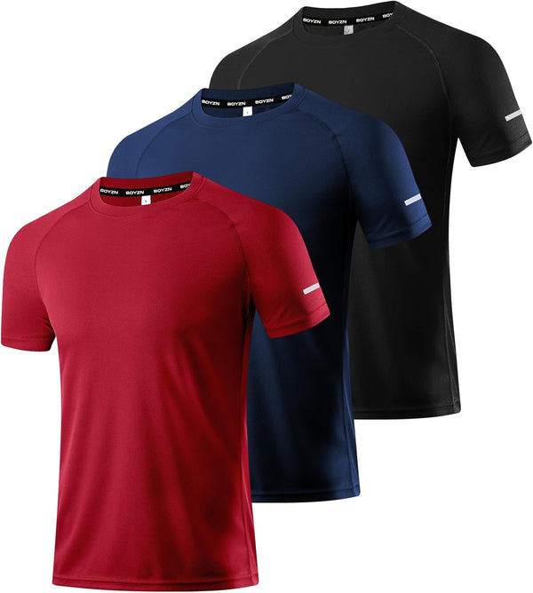 1, 3, 5 or 7 Pack Men'S Workout Running Shirts, Dry Fit Moisture Wicking T-Shirt, Gym Athletic Short Sleeve Tee Shirts