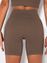 Yoga Shorts Ribbed Seamless Workout High Waist Athletic Leggings Suitable for Yoga Fitness, Workout Shorts Yoga Seamless Ribbed High Waisted Spandex Booty Biker Shorts