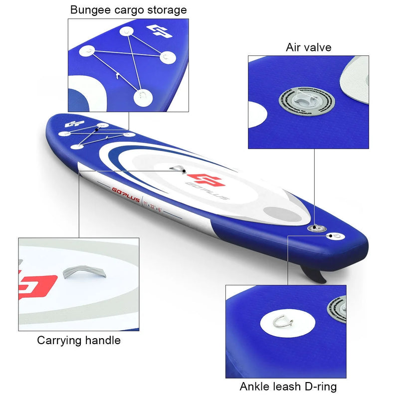 Goplus 11' Inflatable Stand up Paddle Board Surfboard SUP W/ Bag Adjustable Paddle Fin
