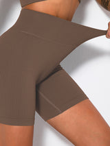 Yoga Shorts Ribbed Seamless Workout High Waist Athletic Leggings Suitable for Yoga Fitness, Workout Shorts Yoga Seamless Ribbed High Waisted Spandex Booty Biker Shorts