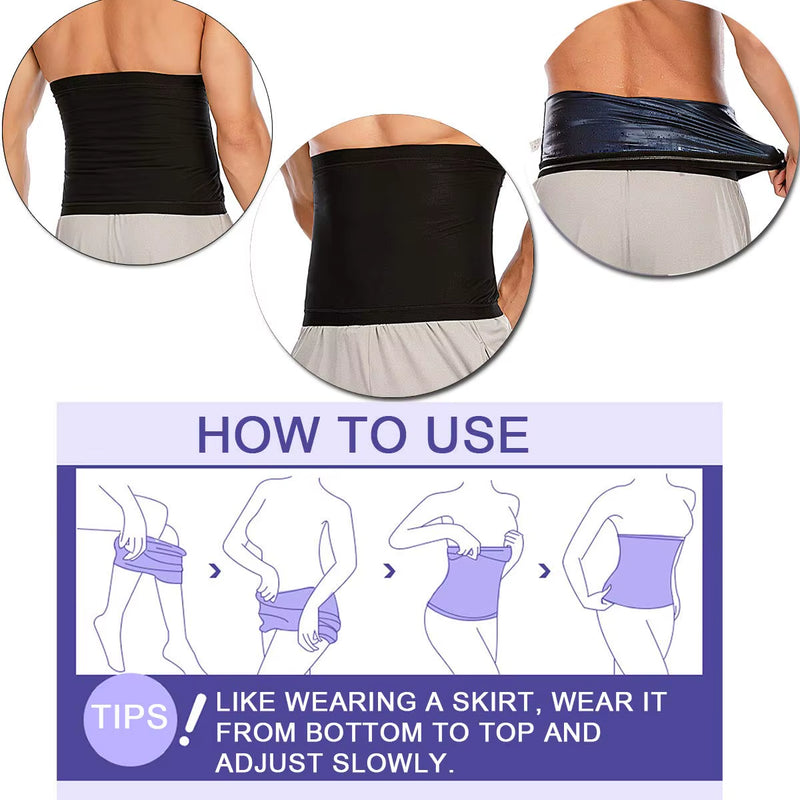 Men Waist Trainer Sauna Vest Sweat Body Shaper Slimming Polymer Weight Loss Zipper Tank Top Premium Workout Waist Cincher Belt