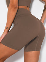 Yoga Shorts Ribbed Seamless Workout High Waist Athletic Leggings Suitable for Yoga Fitness, Workout Shorts Yoga Seamless Ribbed High Waisted Spandex Booty Biker Shorts