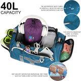 Sports Gym Bag， Travel Duffel Bag with Dry Wet Pocket and Shoe Compartmentfor Women and Men，40L/55L Fitness Waterproof Weekender Bag for Swim Sports Travel Working Out (Blue Gray, 40L)